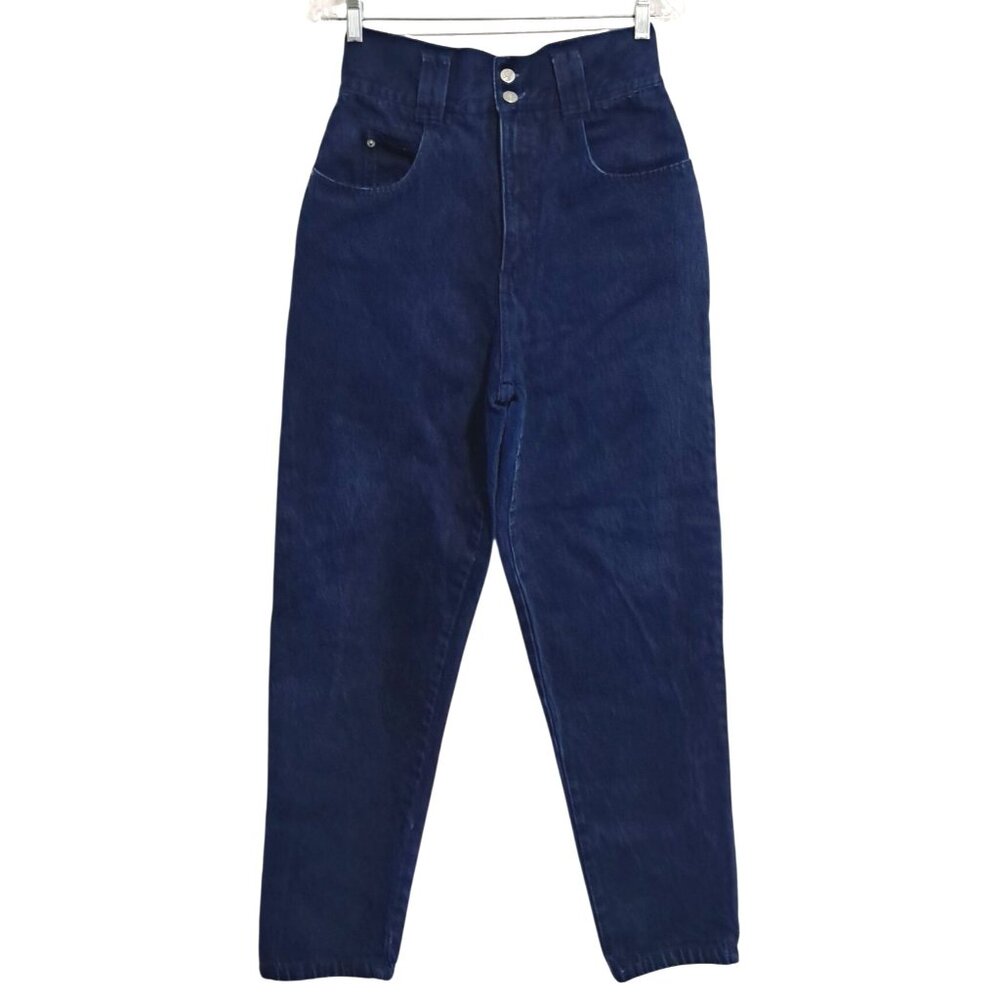 Vintage STEEL High-Waisted Tapered‎ Mom Jeans Size 11 Dark Wash USA